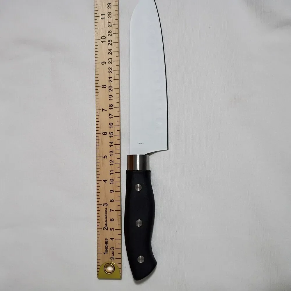 Slitzer Ceramic Coated Santoku Knife Black Handle Open Box
